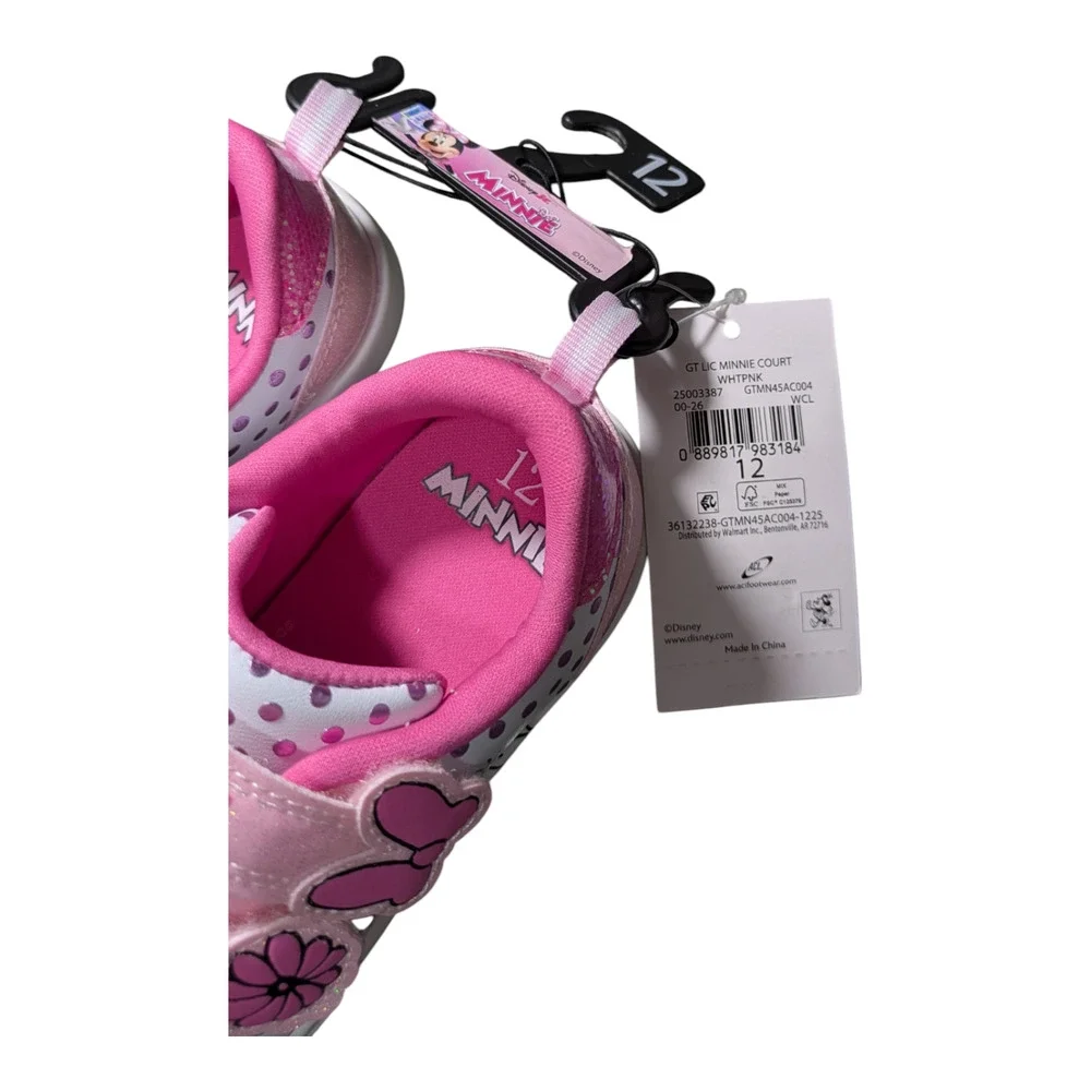 Disney Minnie Mouse Pink Girls Shoes Size 12 NWT Velcro